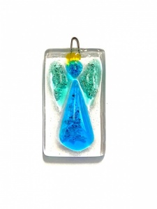 Ashes into Bath glass angel Aqua angel has ashes within but others are for colour reference